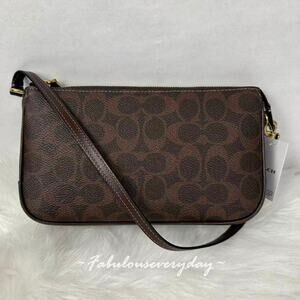 Coach Plaza Bag Shoulder/Wristlet In Canvas/Brass/Maple CCC42 NWT + Gift Box